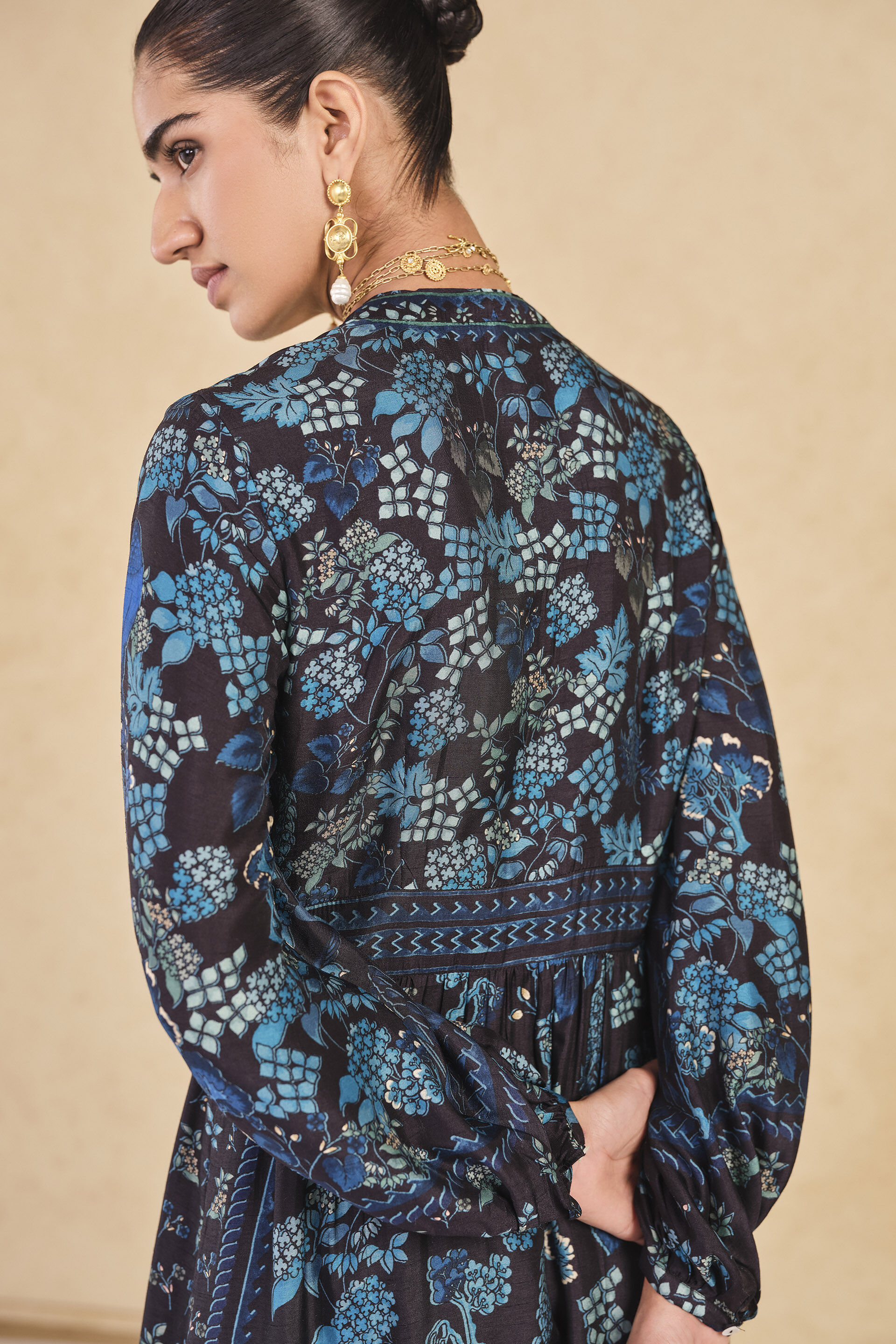 Avis Printed Silk Dress - Black, Black, image 5